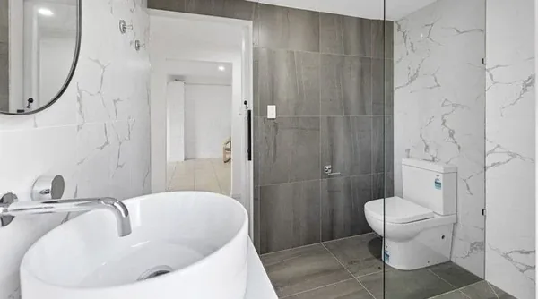 Alexandra Hills bathroom renovation showing the finished basin and wall-mounted tapware