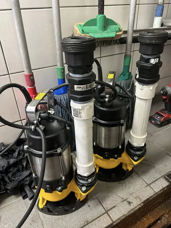Replacement submersible pumps ready to go into a pump station