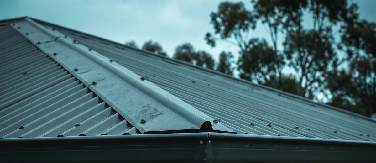 Steel roof sheeting meeting a new gutter line on a single-storey Australian home